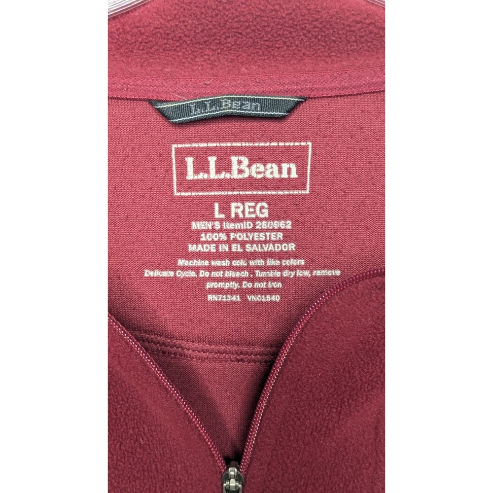 LL Bean Men's Sweater Large Fleece Pockets 1/4 Zip Pullover Outdoors Hiking Red - Picture 7 of 8